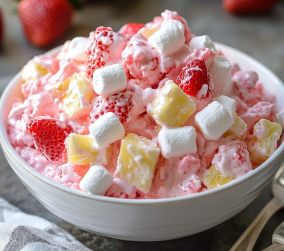 Irresistible Strawberry Marshmallow Fluff Salad